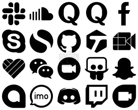 Téléchargez les illustrations : 20 Customizable Black Solid Glyph Icons such as likee. video. google meet and github icons. Clean and minimalist - en licence libre de droit