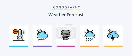 Téléchargez les illustrations : Weather Line Filled 5 Icon Pack Including weather. night. weather. moon. moon. Creative Icons Design - en licence libre de droit