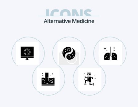 Illustration for Alternative Medicine Glyph Icon Pack 5 Icon Design. yin. unity. care. taoism. recovery - Royalty Free Image
