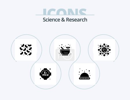 Ilustración de Science Glyph Icon Pack 5 Diseño de iconos. .. Estudia. virus. ciencia. célula - Imagen libre de derechos
