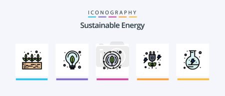 Illustration for Sustainable Energy Line Filled 5 Icon Pack Including nature. energy. flask. power. spring. Creative Icons Design - Royalty Free Image
