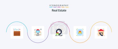 Illustration for Real Estate Flat 5 Icon Pack Including estate. call. estate. real estate. home - Royalty Free Image
