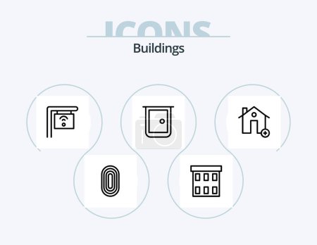 Illustration for Buildings Line Icon Pack 5 Icon Design. buildings. buildings. buildings. building. address - Royalty Free Image