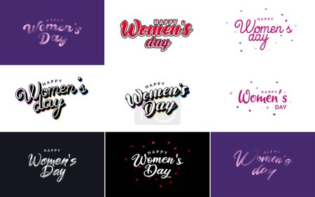 Téléchargez les illustrations : International Women's Day vector hand written typography background - en licence libre de droit