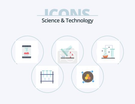 Illustration for Science And Technology Flat Icon Pack 5 Icon Design. sample flask. erlenmeyer flask. modeling tool. chemical flask. smart lab - Royalty Free Image