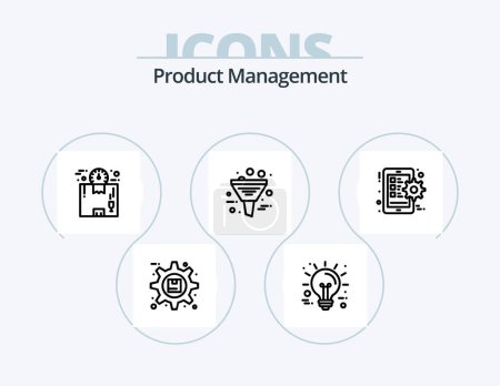 Illustration for Product Management Line Icon Pack 5 Icon Design. monitoring. configuration. sprint. edit. gear - Royalty Free Image