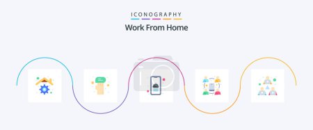 Ilustración de Trabajo desde casa plana 5 Icon Pack Incluyendo en línea. trabajo en equipo. comida. en línea. Comunicación - Imagen libre de derechos