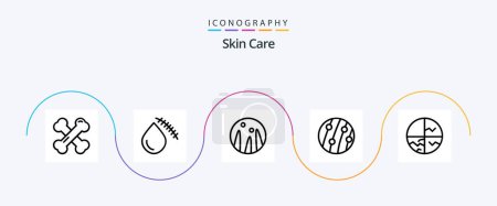 Ilustración de Skin Line 5 Icon Pack Including dry skin. scalp disease. wound. scalp dandruff. dandruff - Imagen libre de derechos