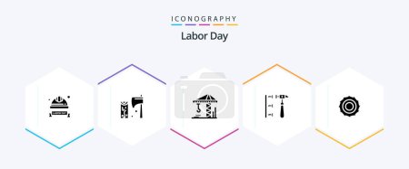 Illustration for Labor Day 25 Glyph icon pack including screw . construction. construction . architecture . - Royalty Free Image