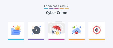 Téléchargez les illustrations : Cyber Crime Flat 5 Icon Pack Including crime. protection. lock.. Creative Icons Design - en licence libre de droit