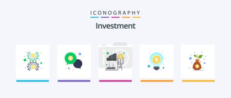 Ilustración de Investment Flat 5 Icon Pack Including money. business. dollar. bulb. investment. Creative Icons Design - Imagen libre de derechos