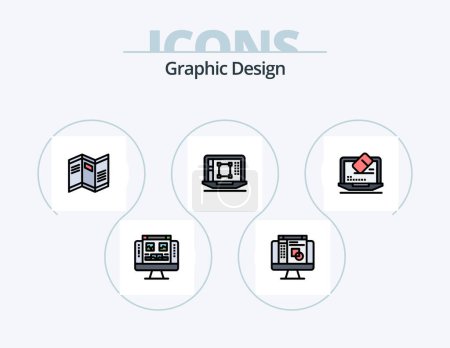 Ilustración de Línea de Diseño Gráfico Lleno de Icono Pack 5 Diseño de Icono. disminución. ilustración. éxito. disposición - Imagen libre de derechos