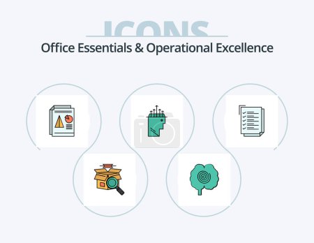 Téléchargez les illustrations : Office Essentials And Operational Exellence Line Filled Icon Pack 5 Icon Design. . zip. identity. file. cupboard - en licence libre de droit