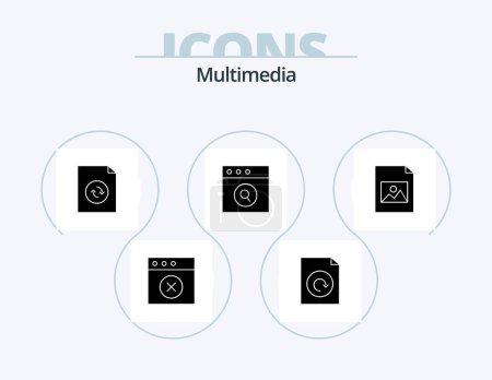 Ilustración de Multimedia Glyph Icon Pack 5 Icon Design. . . sync. image. document - Imagen libre de derechos