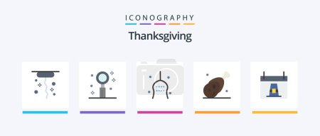 Illustration for Thanks Giving Flat 5 Icon Pack Including thanksgiving. ham. bone. gammon. turkey. Creative Icons Design - Royalty Free Image