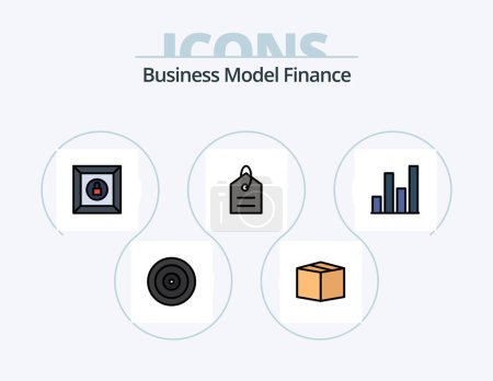 Ilustración de Línea de Finanzas Lleno de Icono Pack 5 Diseño de Icono. .. presentación. el comercio electrónico. finanzas. gráfico - Imagen libre de derechos