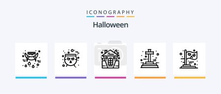 Téléchargez les illustrations : Halloween Line 5 Icon Pack Including avatar. halloween. scary. date. scary. Creative Icons Design - en licence libre de droit