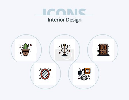 Illustration for Interior Design Line Filled Icon Pack 5 Icon Design. furniture. home stairs. interior. up. direction - Royalty Free Image