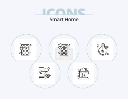 Téléchargez les illustrations : Smart Home Line Icon Pack 5 Icon Design. monitor growth. gardening. home. farming. smart - en licence libre de droit