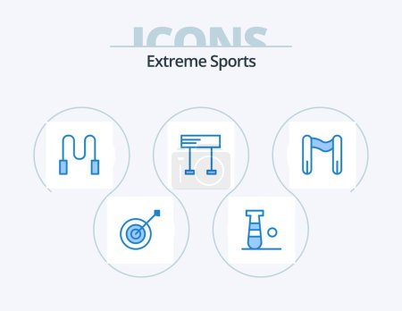 Téléchargez les illustrations : Sport Blue Icon Pack 5 Icon Design. start. finish. rope. sport. line - en licence libre de droit