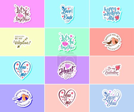 Téléchargez les illustrations : Celebrating the Power of Love on Valentine's Day with Beautiful Design Stickers - en licence libre de droit