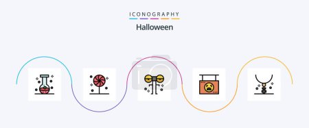 Illustration for Halloween Line Filled Flat 5 Icon Pack Including pumpkin. halloween. sweet. board. monster - Royalty Free Image