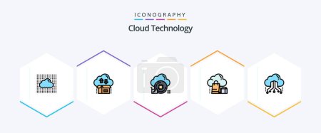 Illustration for Cloud Technology 25 FilledLine icon pack including bag. shopping. package. cloud. chip - Royalty Free Image