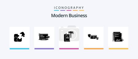 Ilustración de Modern Business Glyph 5 Icon Pack Including legal. gavel. computer. court. action. Creative Icons Design - Imagen libre de derechos
