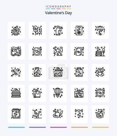 Ilustración de Creative Valentines Day 25 OutLine icon pack  Such As love. flower. party. wine. love - Imagen libre de derechos