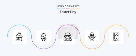 Ilustración de Easter Line 5 Icon Pack Incluye comida. Pascua. Feliz. Huevo hervido. primavera - Imagen libre de derechos