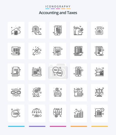 Téléchargez les illustrations : Creative Taxes 25 OutLine icon pack  Such As banking. shopping. archive. exclamation. tax - en licence libre de droit