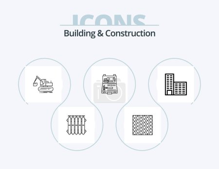 Ilustración de Building And Construction Line Icon Pack 5 Icon Design. screw. construction. truck. building. construction - Imagen libre de derechos