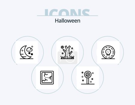Illustration for Halloween Line Icon Pack 5 Icon Design. horror. frightening. holiday. eve. magic - Royalty Free Image