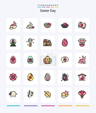 Illustration for Creative Easter 25 Line FIlled icon pack  Such As egg. egg. nest. globe. card - Royalty Free Image