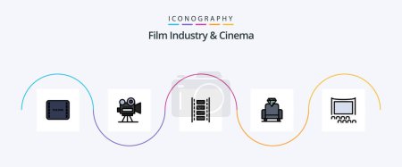 Illustration for Cenima Line Filled Flat 5 Icon Pack Including crowd. audience. animation. media. cinema - Royalty Free Image