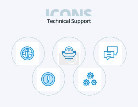 Illustration for Technical Support Blue Icon Pack 5 Icon Design. support. help. service. device. help - Royalty Free Image