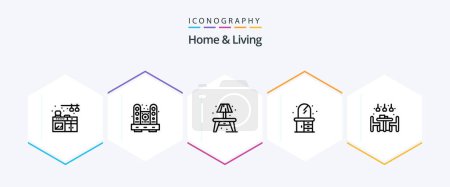 Illustration for Home And Living 25 Line icon pack including dinner. living. home. home. living - Royalty Free Image