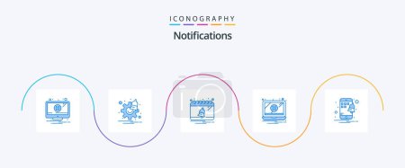 Illustration for Notifications Blue 5 Icon Pack Including notification. warning. bell. problem. error - Royalty Free Image