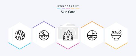 Ilustración de Piel 25 Línea icono paquete incluyendo la piel. piel. cuidado de la piel. piel seca. naturales - Imagen libre de derechos