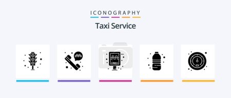 Illustration for Taxi Service Glyph 5 Icon Pack Including traffic. meter. sign. drink. water. Creative Icons Design - Royalty Free Image