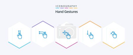 Illustration for Hand Gestures 25 Blue icon pack including pinch. gestures. hold. contract. gestures - Royalty Free Image
