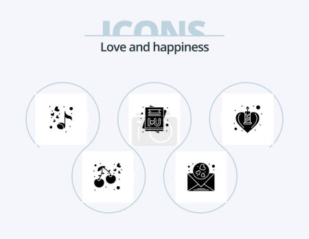 Ilustración de Love Glyph Icon Pack 5 Diseño de iconos. Amor. vela. Amor. Mensaje. tarjeta - Imagen libre de derechos