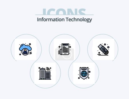 Ilustración de Línea de tecnología de la información llenado paquete de iconos 5 Diseño de iconos. .. telecomunicación. carpeta. radio. enlace - Imagen libre de derechos