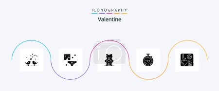Illustration for Valentine Glyph 5 Icon Pack Including hearts. day. love. valentines. wedding - Royalty Free Image