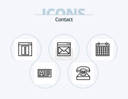 Illustration for Contact Line Icon Pack 5 Icon Design. contact. communication. email. date. contact - Royalty Free Image