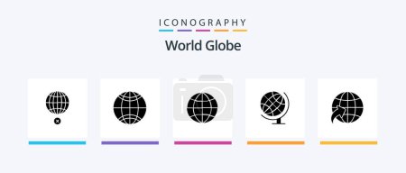 Ilustración de Globe Glyph 5 Icon Pack Incluyendo. Tierra. globo. Diseño de iconos creativos - Imagen libre de derechos