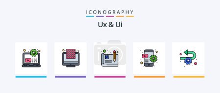 Téléchargez les illustrations : Ux And Ui Line Filled 5 Icon Pack Including color. help problem. computer. funnel. conversion. Creative Icons Design - en licence libre de droit
