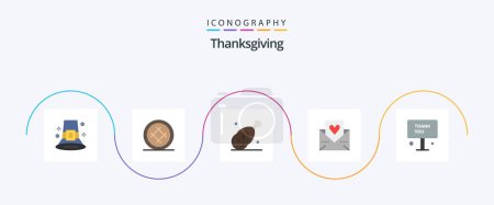Illustration for Thanks Giving Flat 5 Icon Pack Including love letter. heart. food. thanksgiving. ham - Royalty Free Image