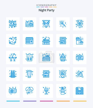 Téléchargez les illustrations : Creative Night Party 25 Blue icon pack  Such As speaker. studio. celebration. music. night - en licence libre de droit