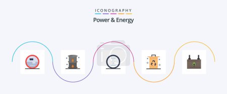 Ilustración de Power And Energy Flat 5 Icon Pack Including garbage. bin. oil. social. power - Imagen libre de derechos